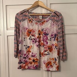 Anthropologie Multicolor Floral Long Sleeve Top